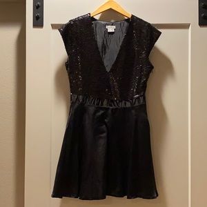 Kling sequin and satin party dress.